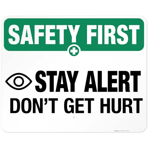 Miniatura 15 de Sigo Signs, Letrero de «Stay Alert Don't Get Hurt», letrero de seguridad de la OSHA, 18 x 24 pulgadas, HDPS de 55 mil de grosor