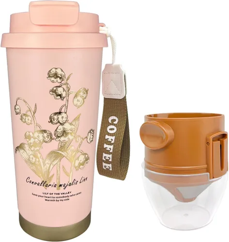 Miniatura 11 de ZK&HX LIFE Cafeteras para acampar de 13 onzas, gotero portátil para verter sobre café, para viajes, camping, oficinas, mochileros, infusor de té