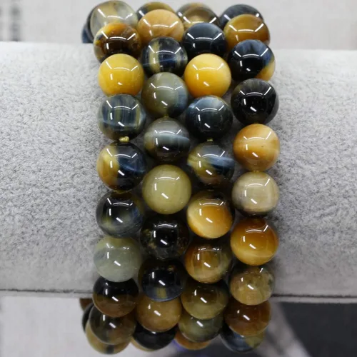 Miniatura 2 de Amandastone Pulsera elástica de cuentas redondas de 0.394 in con piedras preciosas naturales de 7 pulgadas