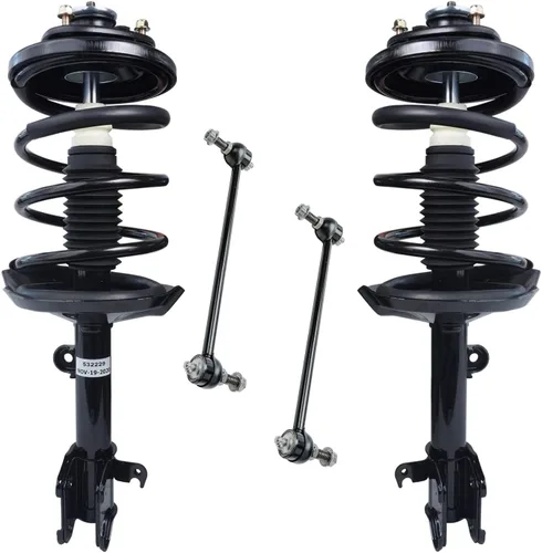 Miniatura 20 de Detroit Axle - Kit de 4 barras estabilizadoras delanteras para Ford F-150 2021 2022 2023 2024, 2 puntales con resorte helicoidal, 2 eslabones