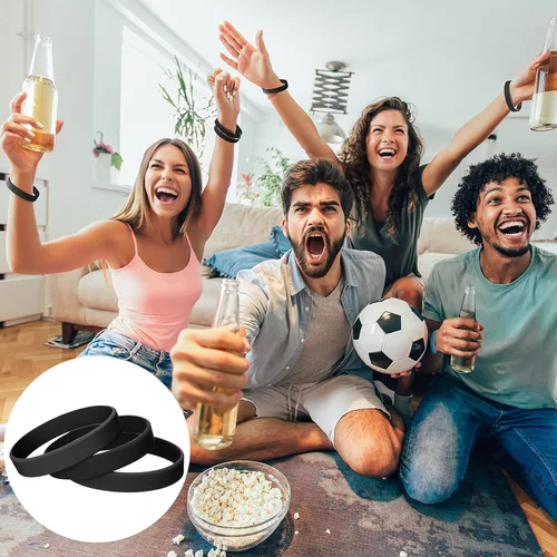 Miniatura 2 de 12 piezas de pulseras de goma, pulseras de silicona de color sólido, paquete múltiple de pulseras de goma en blanco para eventos, bandas de goma