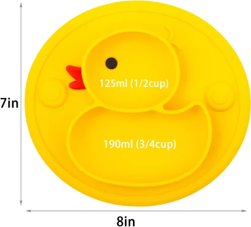 Miniatura 6 de Linowos Platos de silicona divididos para niños pequeños, placas de succión antideslizantes portátiles para niños, bebés y niños, sin BPA, plato