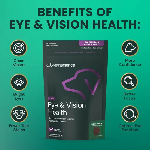 Miniatura 5 de VetriScience Eye & Vision - Masticables para la salud para perros, astaxantina y extracto de arándano, vitaminas y antioxidantes para los ojos