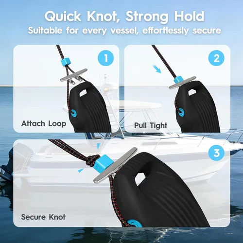 Miniatura 7 de AWEMUFA Defensas de Barco Fáciles de Instalar Parachoques para Atraque Defensa Ideal para Pontón, Lobina, Moto Acuática y Barcos de Pesca