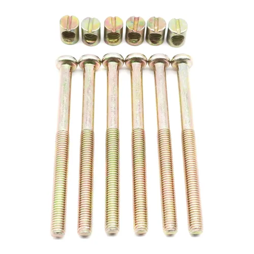 Miniatura 5 de Juego de tornillos y tuercas para litera, paquete de 10 tapas hexagonales M8x100mm, tornillos de barril de media rosca, kit de tuercas para cuna