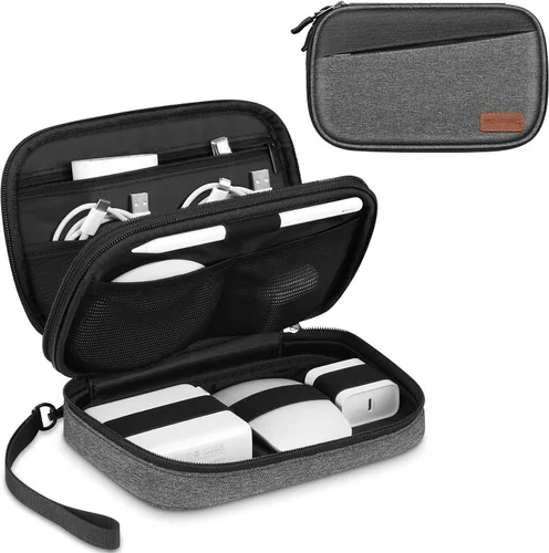 FINPAC Bolsa electrónica de viaje, organizador de cables portátil, funda electrónica de artículos esenciales, bolsa de almacenamiento de doble capa