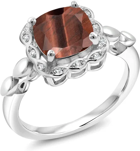 Miniatura 70 de Gem Stone King Anillo de compromiso de plata de ley 925 de 0.315 in con piedra natal y zafiro blanco creado Anillo de compromiso de boda