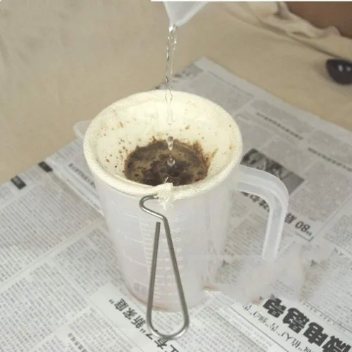 Miniatura 3 de 2 piezas reutilizables para calcetines de café, filtro de tela de acero inoxidable, filtro de té para oficina en casa, hecho a mano, colador de café