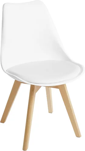 Miniatura 10 de Juego de 8 sillas de comedor, modernas sillas de comedor tapizadas con asiento acolchado de piel sintética, sillas de cocina sin brazos con respaldo