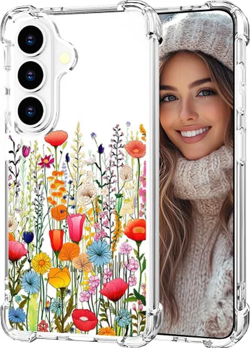 Miniatura 37 de Hungo Funda compatible con Samsung Galaxy S23 con diseño floral y bonito diseño transparente, femenino para mujeres y niñas, con hermoso clavel