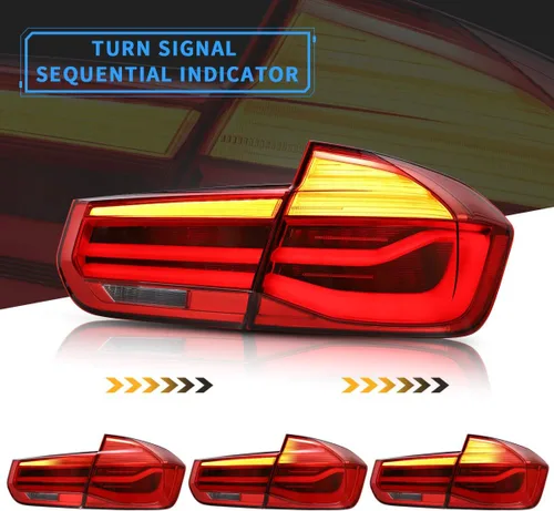 Miniatura 4 de VLAND Luces traseras LED compatibles con BMW Serie 3 BMW F30 F35 F80 320i 328i 328D 335i M3 6ª generación sedán 13-18 con intermitentes ámbar