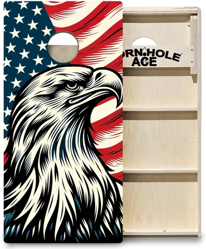 Miniatura 16 de CornholeAce ACE PRO - Juego de tablas para cornhole con bandera americana, sin rebote, patas anchas triples, madera contrachapada de abedul báltico