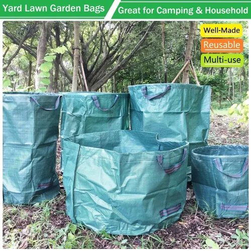 Miniatura 6 de Paquete de 2 bolsas profesionales de jardín grandes de 80 galones (D26, H33 pulgadas) con guantes de jardinería para bolsas de hojas, residuos