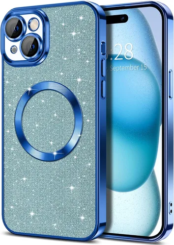 Miniatura 28 de Hython Funda para iPhone 13 Pro Max con purpurina, fundas magnéticas transparentes para teléfono con protector de lente de cámara