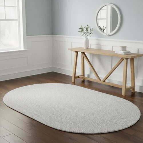 Miniatura 9 de Super Area Rugs Farmhouse - Alfombra trenzada de algodón reversible para cocina, gris y blanco, 4 x 6 pies, ovalada