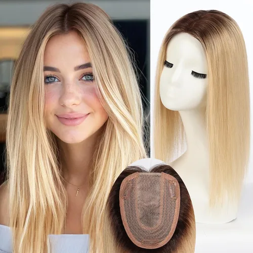 Miniatura 20 de HAIRCUBE Pelucas de cabello humano 100% con flequillo, densidad 150%, base de seda, clip en la parte superior, pelucas de cabello superior
