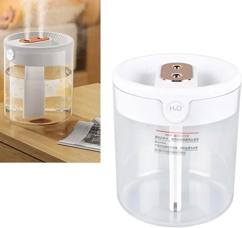 Miniatura 8 de Humidificador, 2L Blanco de Gran Capacidad Doble Boquilla Humidificador de Niebla Hogar Dormitorio Oficina Silencio USB Luz de Noche de Aire