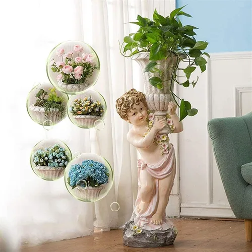 Miniatura 3 de OLOTU Elegante jarrón de resina de 40.4 pulgadas, de alta calidad y aspecto elegante, floreros grandes eclécticos para el hogar, lindo arreglo