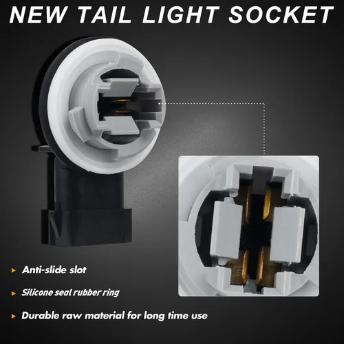 Miniatura 3 de HERCOO Socket de Luz Trasera de Señal de Giro Luces de Lámpara Trasera Soporte de Conectores de Enchufe de Arnés de Cableado Compatible con Dodge