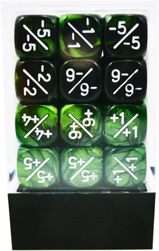 Miniatura 5 de Juego de 36 contadores de dados verde mármol de 0.472 in y verde Géminis, dados pequeños compatibles con MTG, CCG, juegos de cartas