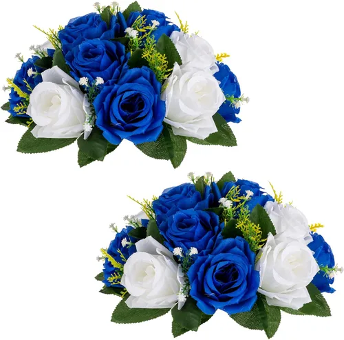 Miniatura 38 de Sziqiqi - 2 flores artificiales, flores de seda, 15 tallos para centros de mesa de flores o arreglos colgantes. Blanco puro