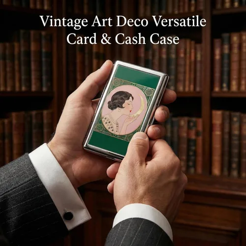 Miniatura 3 de Vintage Art Deco - Funda versátil para tarjetas y efectivo, cartera delgada de metal para mujeres y hombres, tarjetas de visita de identificación