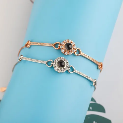 Miniatura 4 de Godchoices Pulsera de fotos personalizada, pulsera de proyección de fotos con imagen en el interior, collar con texto en inglés "I Love You