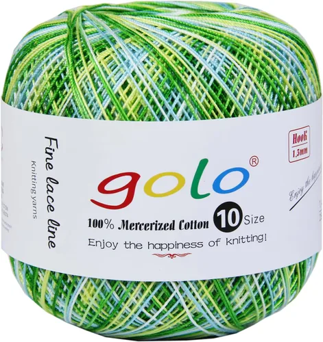 Miniatura 20 de Golo - Bolas de hilo para crochet de algodón tamaño 10, color algodón para crochet D-Fresa D078-fresa