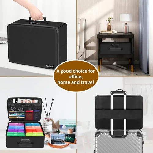 Miniatura 6 de DocSafe Caja de almacenamiento de fotos con cerradura, caja organizadora de fotos ignífuga con 16 fundas interiores de 4 x 6 pulgadas (multicolor)
