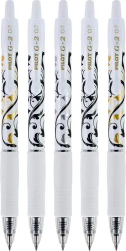 Miniatura 2 de Pilot, bolígrafos de gel G2 Premium, punta fina de 0.7 mm, colección Fashion, negro, paquete de 5
