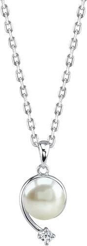 THE PEARL SOURCE Collar con colgante de estrella fugaz de perlas cultivadas de agua salada Akoya blanca genuina de 0.315-0.354 in para mujer, Perla,