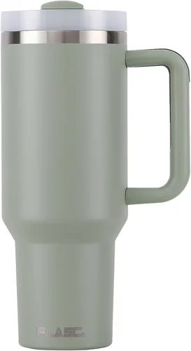 Miniatura 7 de FLASC Vaso de 40 onzas con asa y popote Vaso aislado 100% a prueba de fugas con tapa y pajilla, incluye todos los accesorios: popote de acero