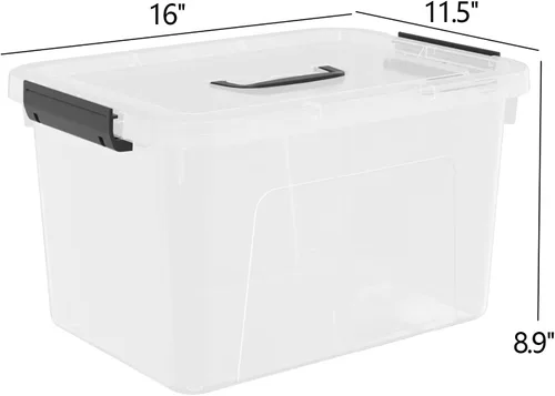 Miniatura 4 de Paquete de 4 cajas de almacenamiento transparentes de 17.5 cuartos de galón, contenedor de almacenamiento de plástico con tapas