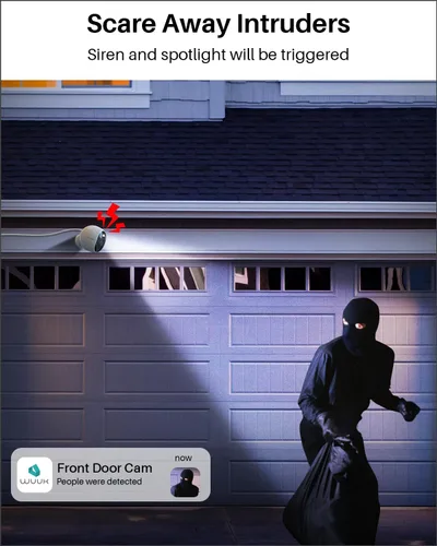 Miniatura 4 de WUUK Cámara de seguridad, cámara con cable de 4 MP para interiores y exteriores, reconocimiento facial, visión nocturna a color y foco, sin tarifa