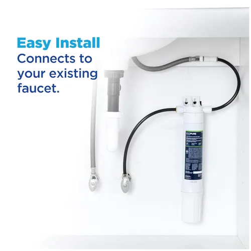 Miniatura 6 de EcoPure Sistema de filtración de agua en línea para grifo principal debajo del fregadero (EPWUFF1) Certificado NSF Reduce cloro, sedimentos