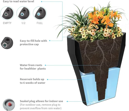 Miniatura 7 de Crescent Garden Rim TruDrop - Maceta de riego automático, 26 pulgadas (oliva)