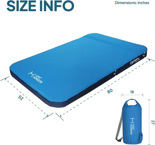 Miniatura 6 de Lost Horizon Air & Foam Camping Mattress, Self-Inflating Sleeping Pad, 3" Thick, with Pump Sack, Twin
