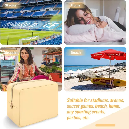 Miniatura 6 de Iqimott Bolsa Grande de Maquillaje de Nylon, Neceser de Viaje, Bolsa Grande de Cosméticos Preppy, Organizador de Maquillaje de Nylon, Bolsa de Rosa