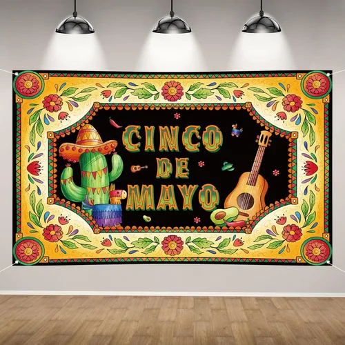 Telón de fondo del Cinco de Mayo para fotografía, cartel mexicano, fiesta, recuerdos de fiesta de Cinco de Mayo, decoraciones y suministros para