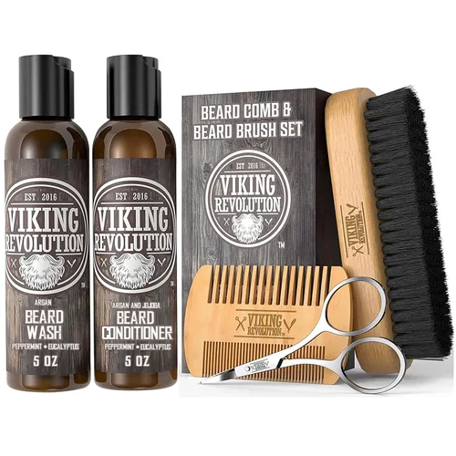 Miniatura 10 de BEST DEAL peine de madera para barba y estuche, acción dual, dientes finos y gruesos, perfecto para utilizar con bálsamos y aceites, peine