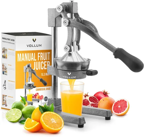 Vollum Exprimidor manual de cítricos, exprimidor de cítricos de grado comercial, exprimidor de jugo de naranja para naranjas, limones, limas, acero