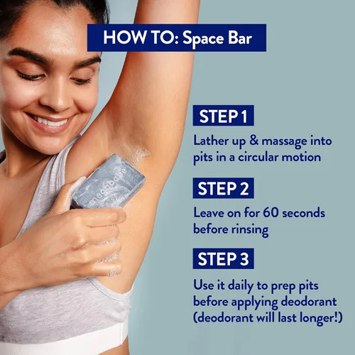 Miniatura 6 de Megababe Ultimate Underarm Paquete de 3 piezas – Desodorante diario Rosy Pits de 2.6 onzas, jabón desintoxicante Space Bar de 3.5 onzas y máscara
