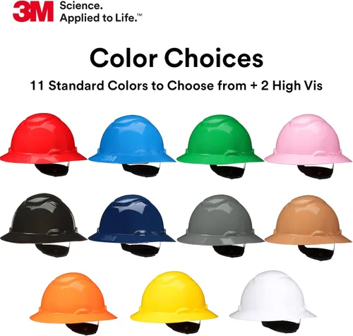 Miniatura 8 de 3M Hard Hat SecureFit H-800 Series Casco de seguridad estilo ala completa con sensor Uvicator, suspensión de trinquete de difusión de presión de 4