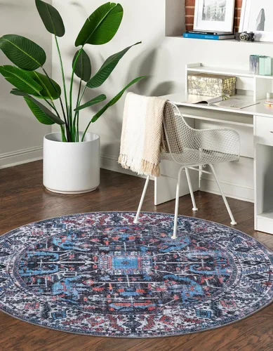 Miniatura 4 de Unique Loom Mangata Collection - Alfombra de área Mahtaab (Runner 2' 0" x 5' 0", negro/azul)