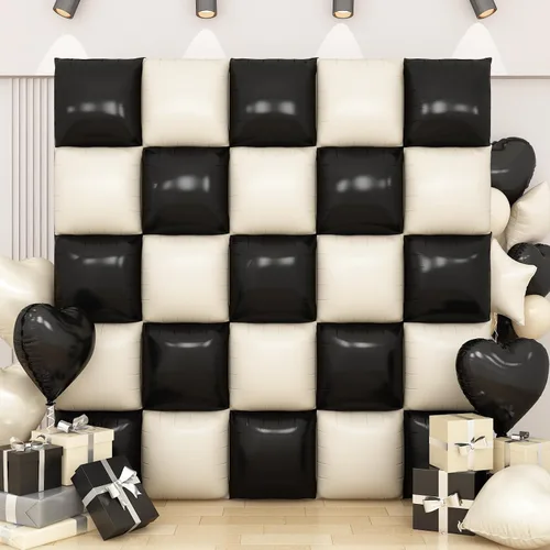 Miniatura 15 de Globos de aluminio cuadrados rojos, azules y plateados, kit de 25 globos de doble cara para fondo, túnel de helio, arco, guirnalda para el 4 de Rojo