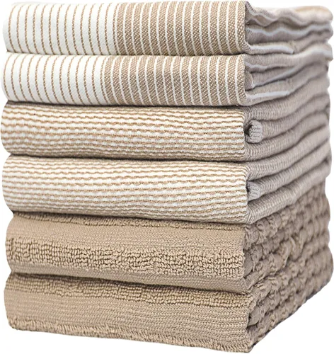 Miniatura 23 de Toallas de cocina premium (20"x 28", paquete de 6) Toallas de plato grandes de algodón Juego de textiles de cocina planos y de rizo altamente