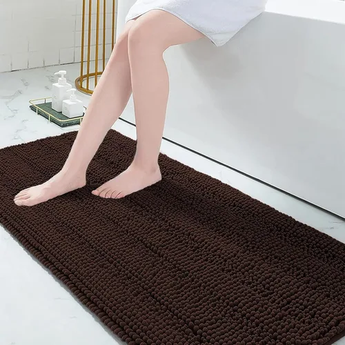 Miniatura 102 de Grandaily Alfombras de baño de felpilla a rayas de 24 x 16 pulgadas, extra gruesas y suaves, absorbentes, parte trasera de goma, alfombra de ducha