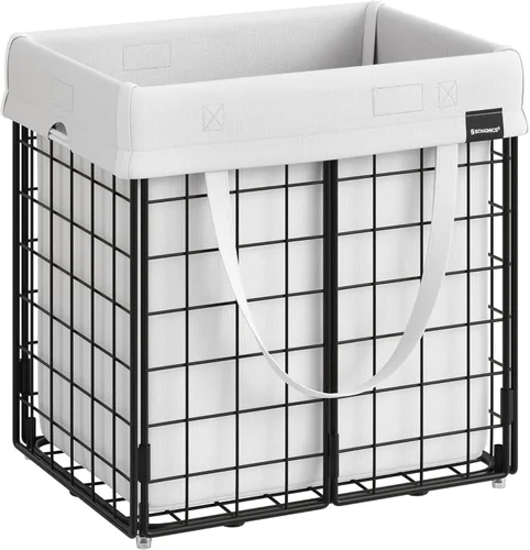 Miniatura 18 de SONGMICS Cesta para la ropa sucia, 23.8 galones (90 litros) Cesta de ropa, Cesta para ropa plegable, Forro extraíble y lavable, Marco de alambre