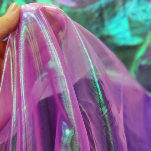 Miniatura 22 de Tela de encaje de organza con gradiente láser arcoíris mágico, tela de gasa holográfica iridescente para vestido de novia, cortina, fondo, fiesta