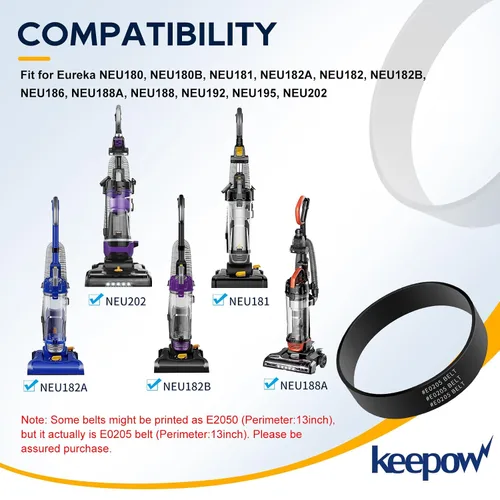 Miniatura 2 de KEEPOW Correa de vacío compatible con correa de vacío Eureka, parte E0205 Power Speed Vacuum, apto para Eureka modelo NEU280, NEU182A, NEU202